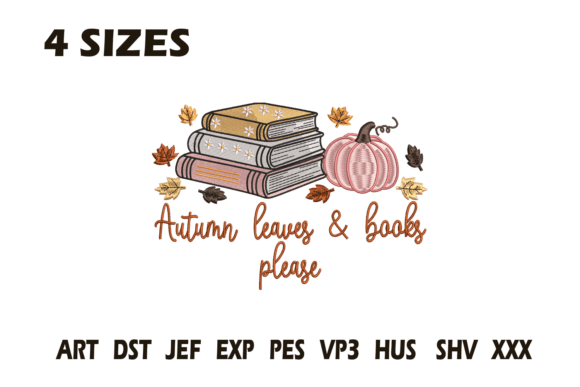 Autumn Leaves Books Embroidery