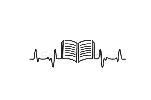 Book Heartbeat Embroidery Design
