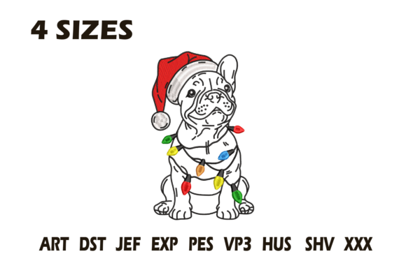 Christmas Bulldog Embroidery