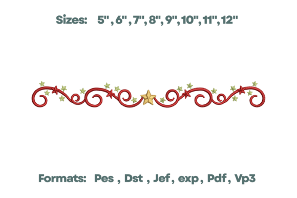 Christmas Star Scroll Border Embroidery