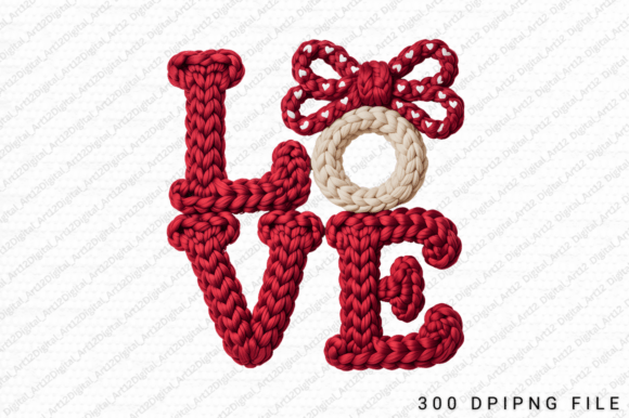 Embroidery Love Knitted Text PNG Design