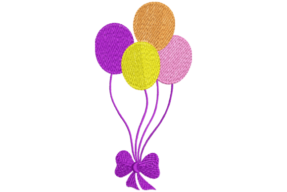 Four Balloons with Bow Embroidery Design