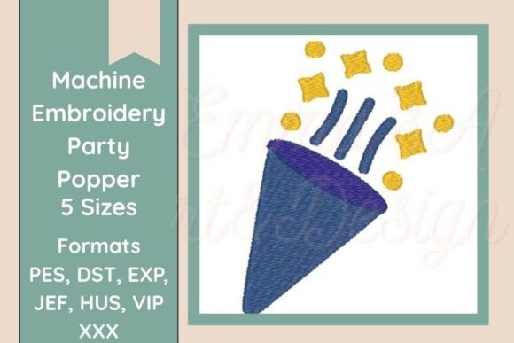 Party Popper Machine Embroidery Design