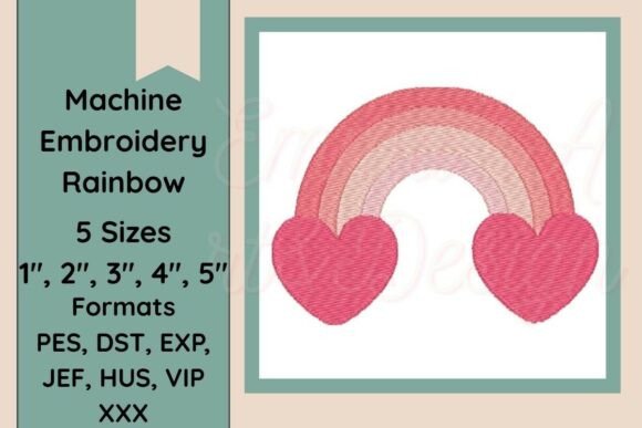 Rainbow Heart Machine Embroidery Design
