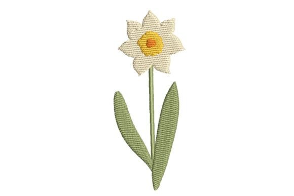 White Daffodil Embroidery